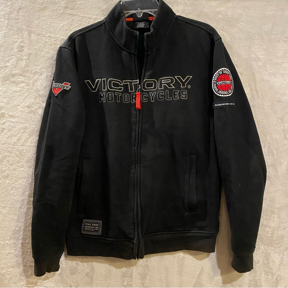 Victory Jacket Men’s Medium Black Full Zip Motorcycles Built in Spirit Iowa